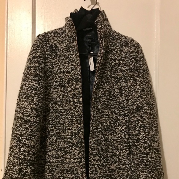 J.Crew LODGE COAT SPECKLED BOUCLE Sz 2 Ivory Black - Picture 4 of 6